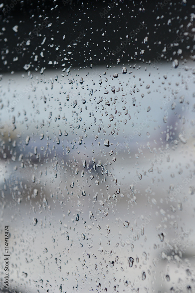 airport, rain drops on the window