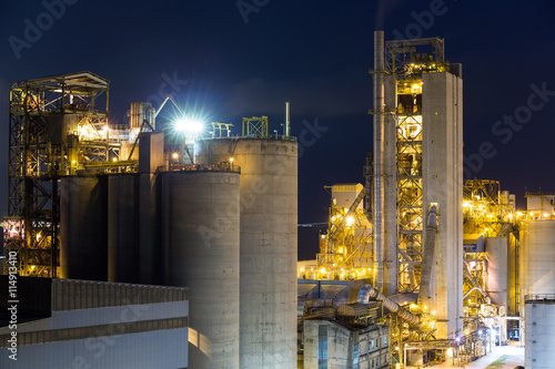 Canvas Print Cement Plant at night