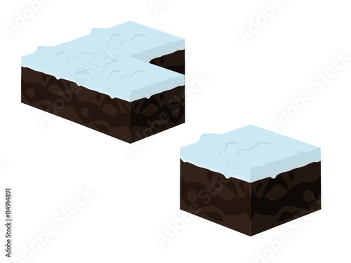 Isometric 3D cube snow textures vector set for computer games. Cube for game, element texture, nature brick for computer game illustration