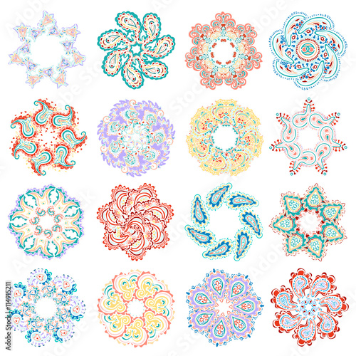 Vector set of colorful round pattern