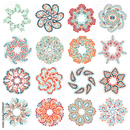 Vector set of colorful round pattern