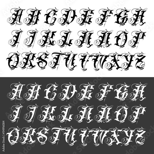 Popular gangster tattoo typeface set