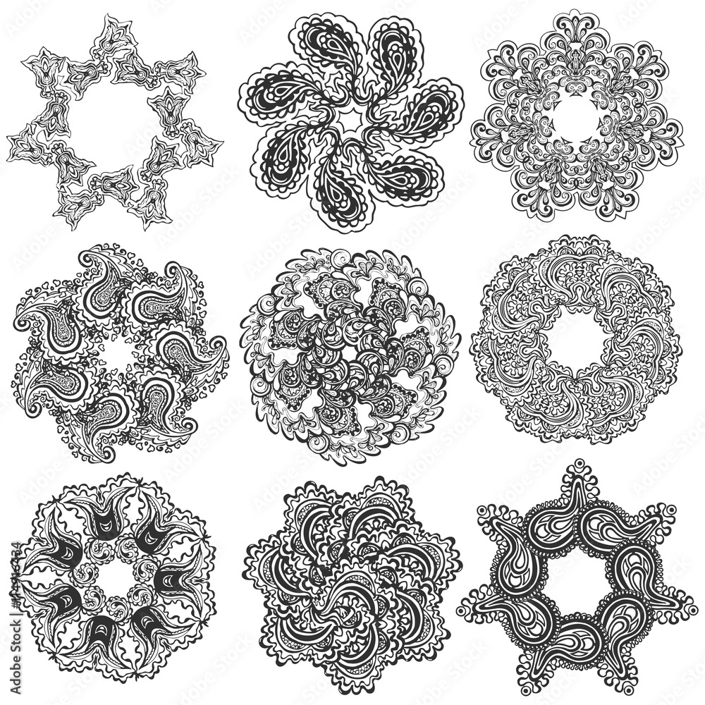 Vector set of round pattern Vector set of round pattern