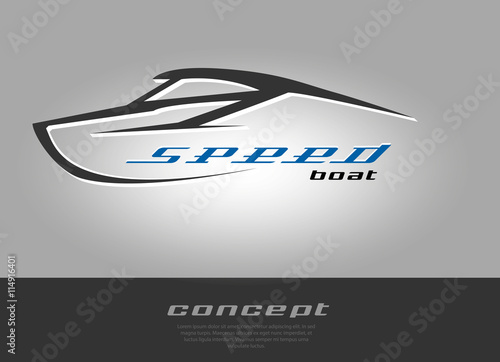 Speed boat vector sketch for logo. Yacht icon