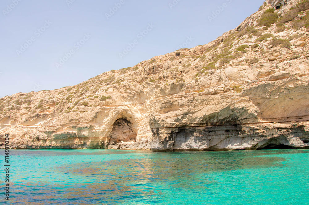 Fototapeta premium Felsküste mit Pinien auf den Balearen