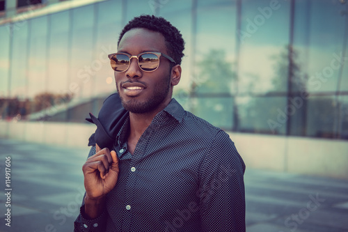 Obraz na plátne Portrait of casual black male in a city.