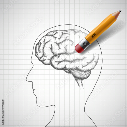 Pencil erases the human brain. Alzheimer disease. Stock vector i