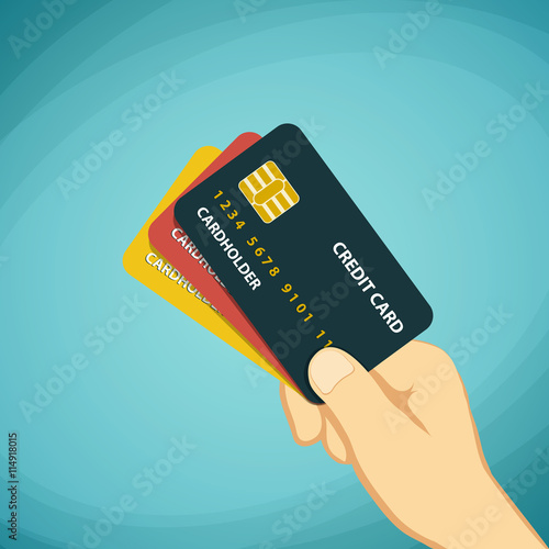 Human hand holding a credit card. Stock Vector cartoon illustrat