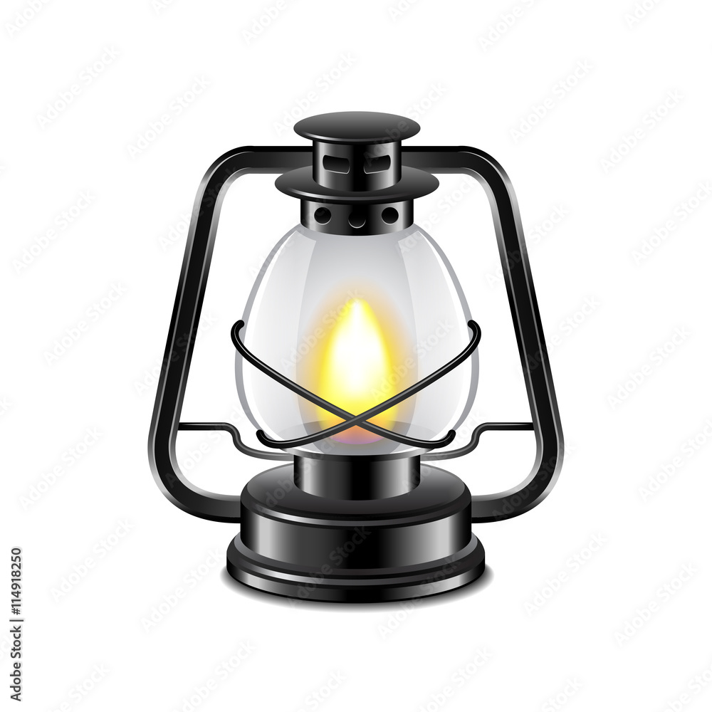Kerosene lamp isolated on white vector