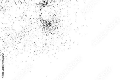 Abstract grainy texture isolated on white background. Silhouette of food flakes such as salt or almond or wheat flour spread on the flat surface or table. Top view. Dust, sand blow or bread crumbs.