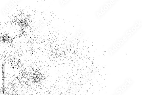 Abstract grainy texture isolated on white background. Silhouette of food flakes such as salt or almond or wheat flour spread on the flat surface or table. Top view. Dust, sand blow or bread crumbs.