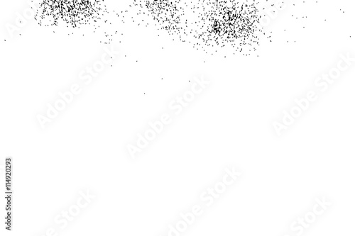 Silhouette of food flakes such as salt or almond or wheat flour spread on the flat surface or table. Top view of dust, sand blow or bread crumbs. Abstract grainy texture isolated on white background.