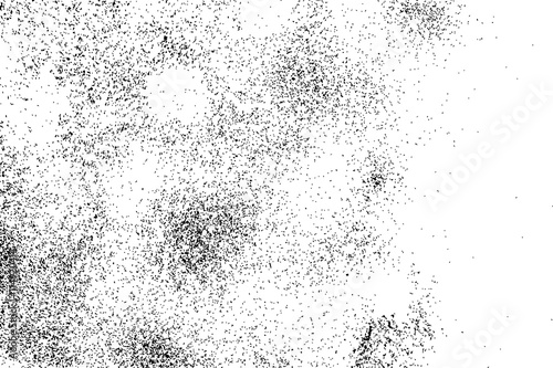 Abstract grainy texture isolated on white background. Silhouette of food flakes such as salt or almond or wheat flour spread on the flat surface or table. Top view. Dust, sand blow or bread crumbs.