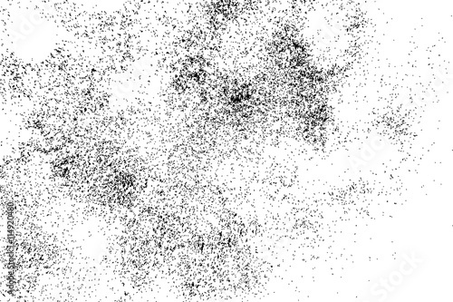 Abstract grainy texture isolated on white background. Silhouette of food flakes such as salt or almond or wheat flour spread on the flat surface or table. Top view. Dust, sand blow or bread crumbs.