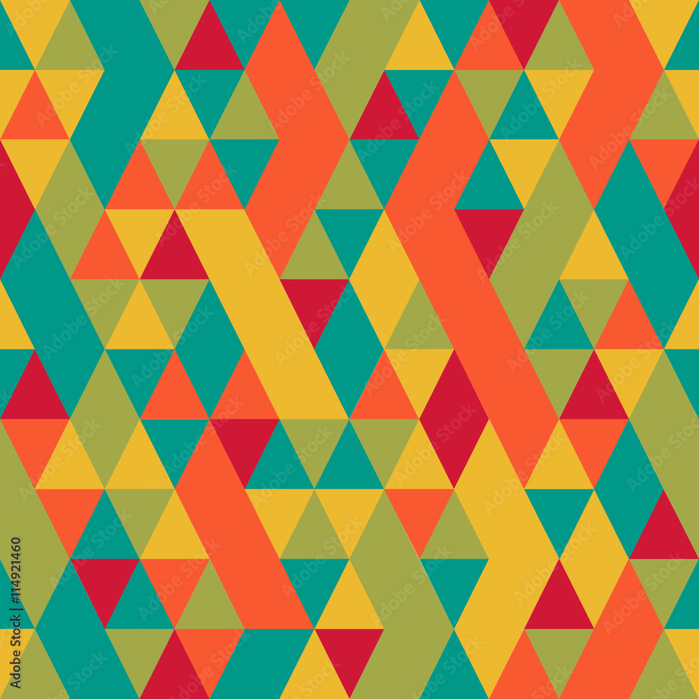 Seamless colorful abstract triangles pattern.