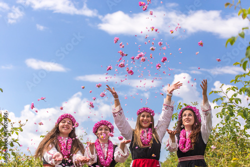 Throwing roses in the air