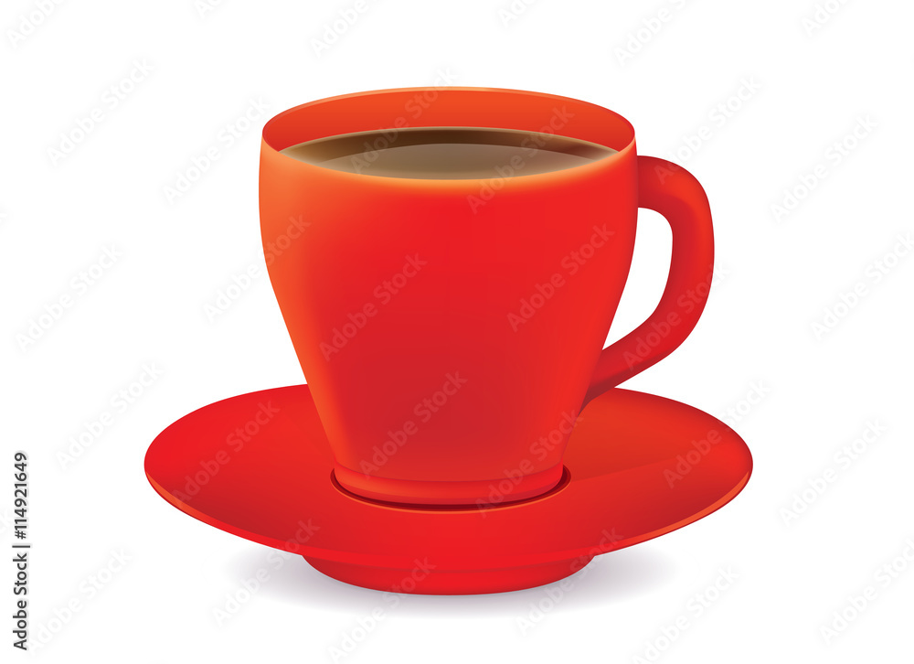 Red coffee glass vector and saucer isolated on white background. Red coffee glass vector and saucer isolated on white background.