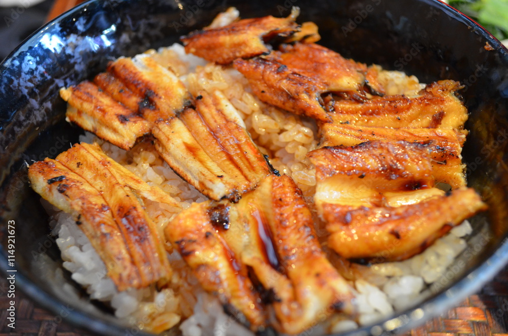Conger rice bowl, a famous Japanese food in Hiroshima. Conger rice bowl, a famous Japanese food in Hiroshima.