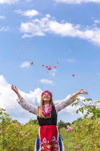 Throwing roses in the air