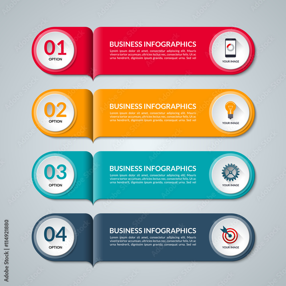 Modern template for infographics. Vector banner with 4 options Modern template for infographics. Vector banner with 4 options