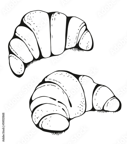 Croissants hand drawn illustration, vector