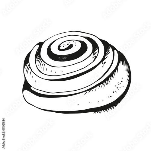 Cinnamon bun hand drawn illustration