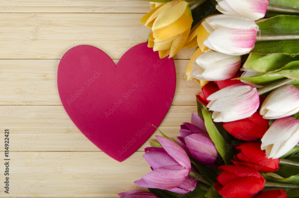 Tulips flowers arranged with copyspace for your text Tulips flowers arranged with copyspace for your text