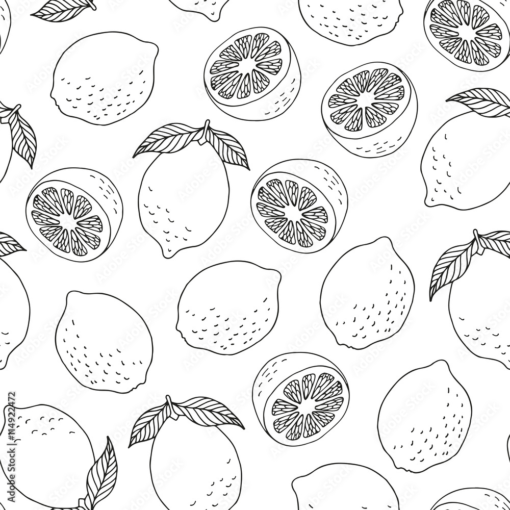 Seamless pattern with hand drawn lemons Seamless pattern with hand drawn lemons