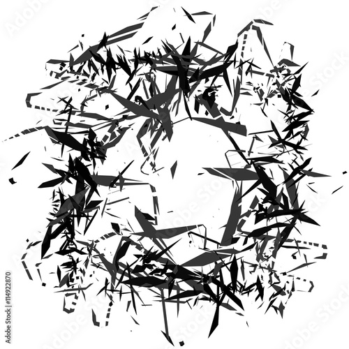 Random, chaotic edgy shapes. Rough monochrome texture. Abstract