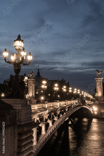 Pont Alexander III bridge at dusk in Paris, France © respiro888