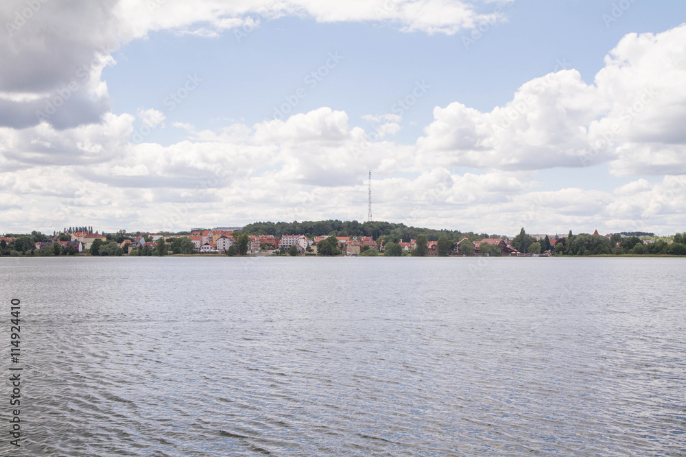 Lake Czos in the city of Mragowo, Mazury region, Poland