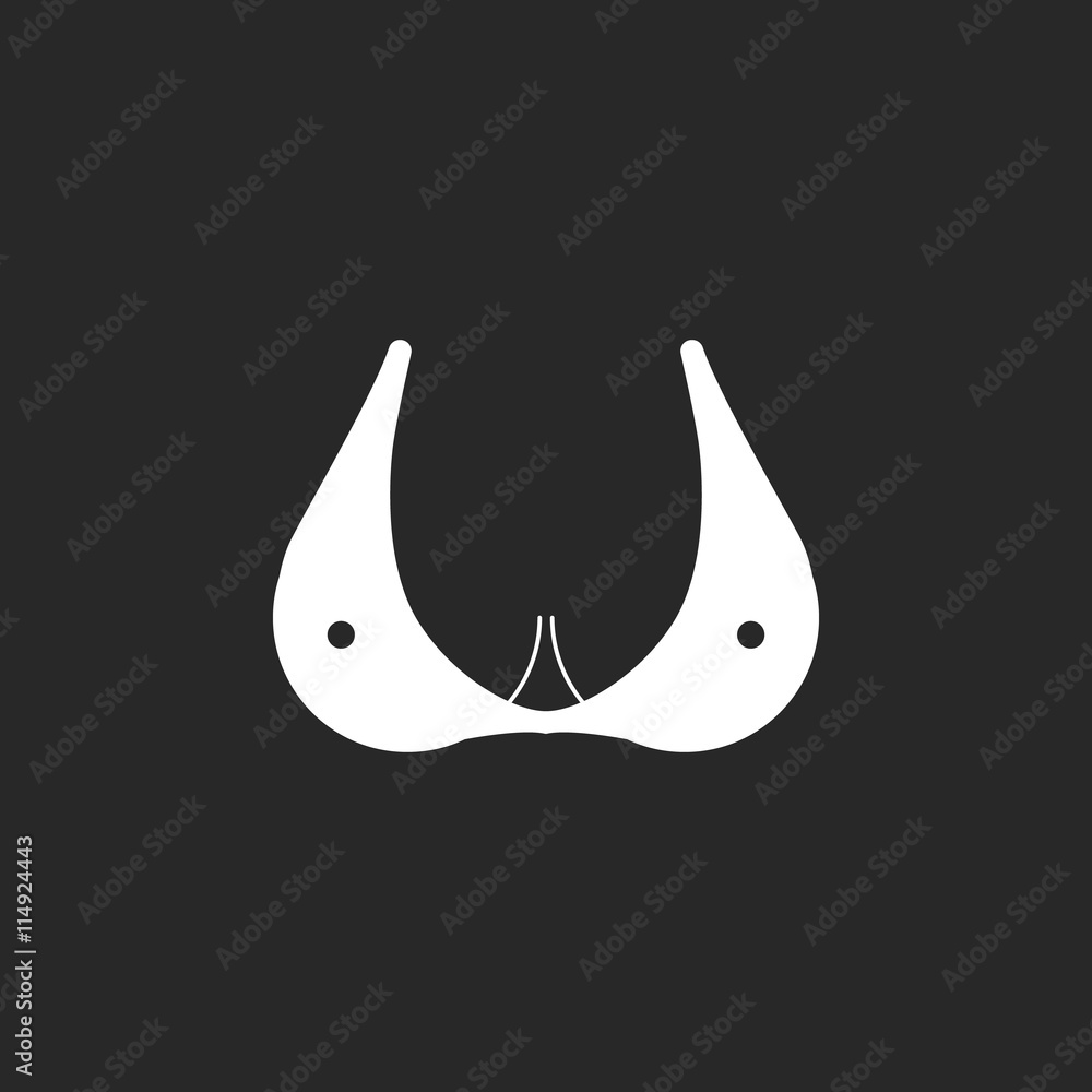 Erotic breast in bikini simple icon on background