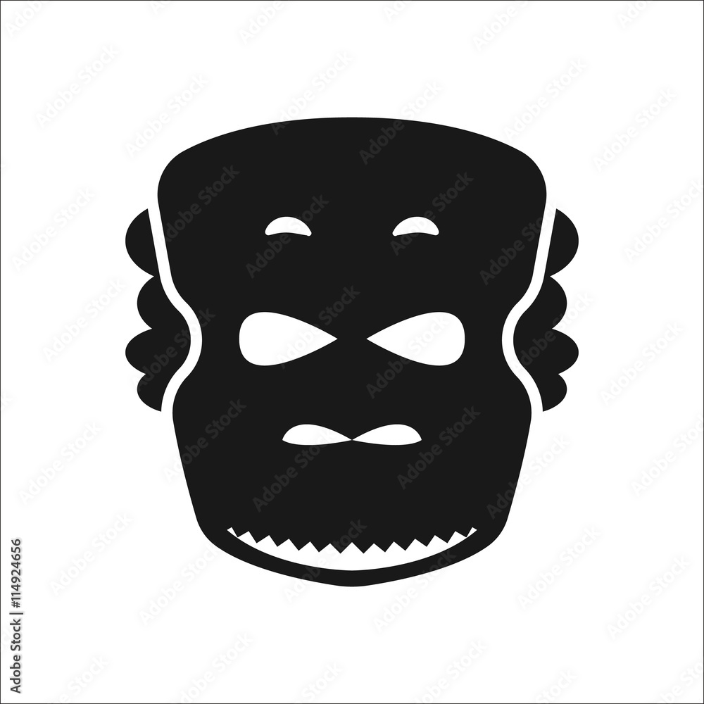 The African mask simple icon on background