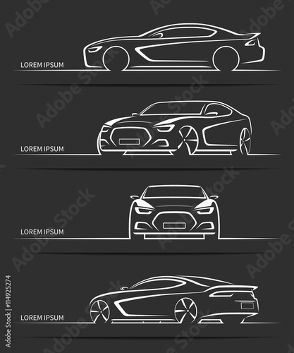 Set of sports car silhouettes. Vector illustration