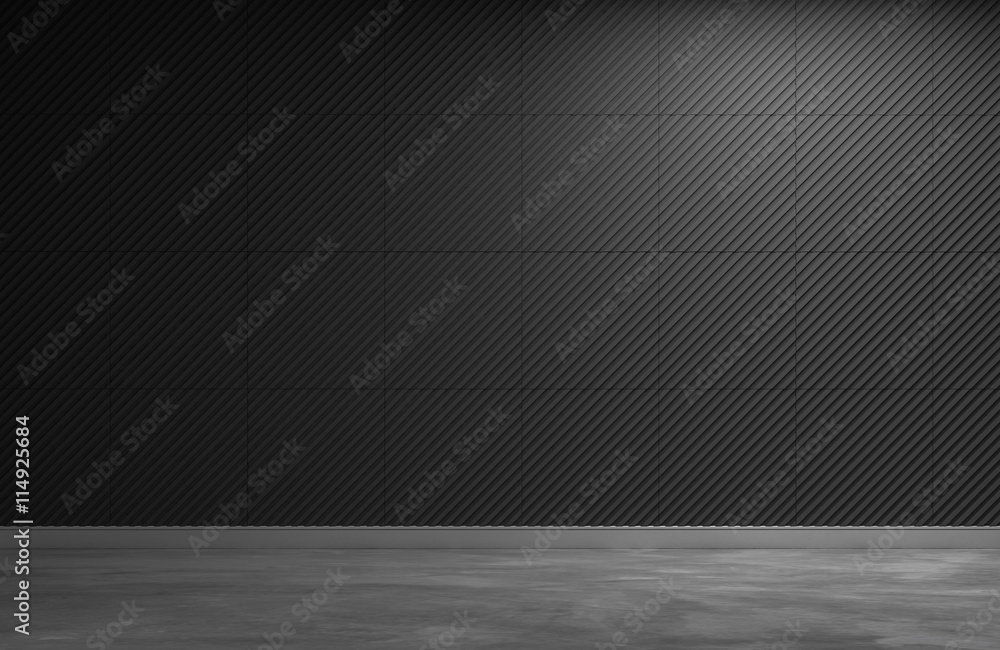 black wall background 3d wall panel backdrop 3d rendering Stock