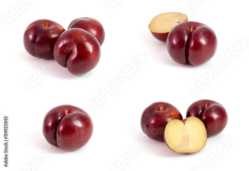 Prunes Plum fruit isolated on white