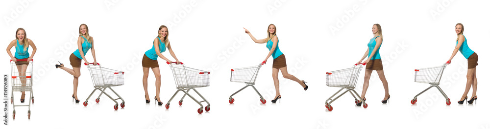 Composite photo of woman with shopping basket Composite photo of woman with shopping basket