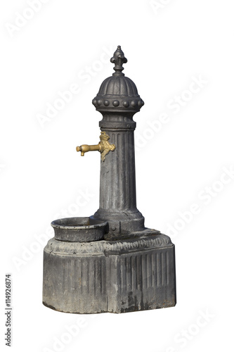 Vintage style drinking fountain isolated on white