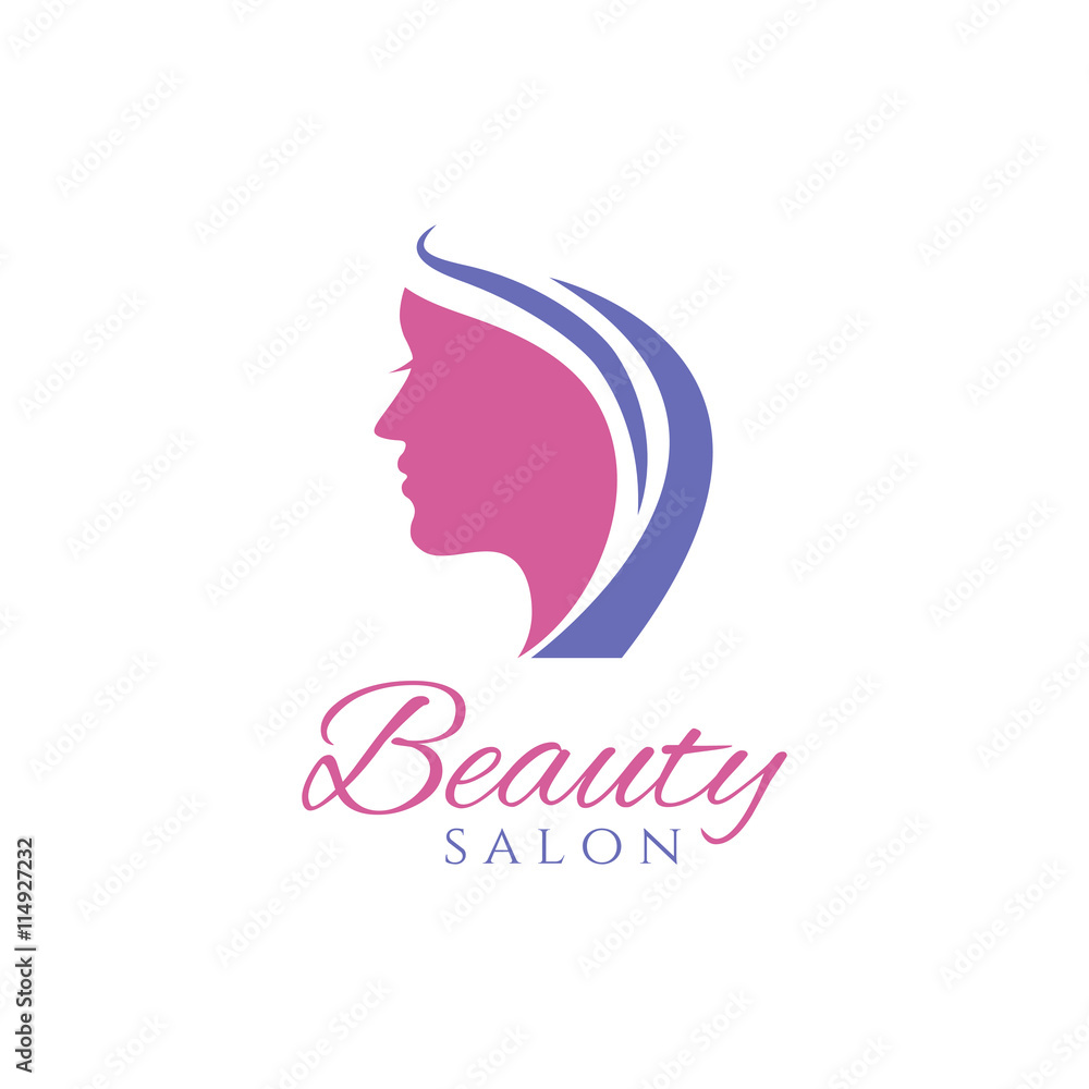  Conceptual logo silhouette of a woman with hair. Template desig