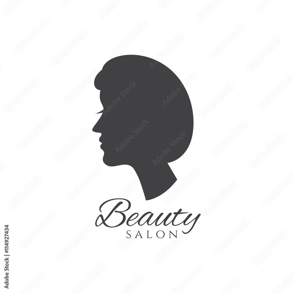  Conceptual logo silhouette of a woman with hair. Template desig