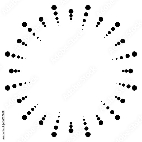 Dotted radial, radiating lines. Circular dots motif. Abstract bl