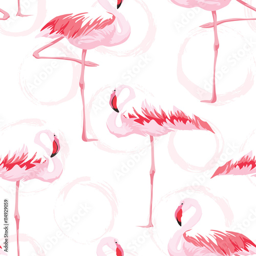 Pink flamingo seamless pattern