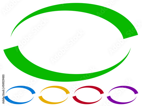 Oval frames - borders in five colors. Colorful design elements.