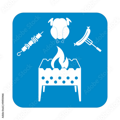 Brazier, kebab, chicen and sausage icon. Vector illustration