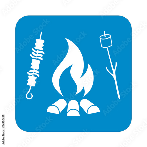 Grilled zephyr and  kebab icon. Vector illustration