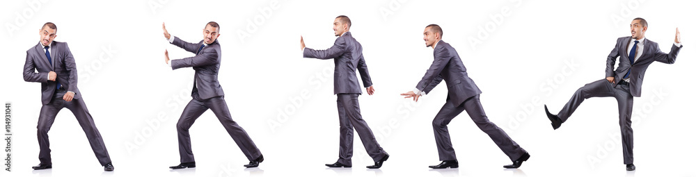 Businessman in various poses isolated on white Businessman in various poses isolated on white