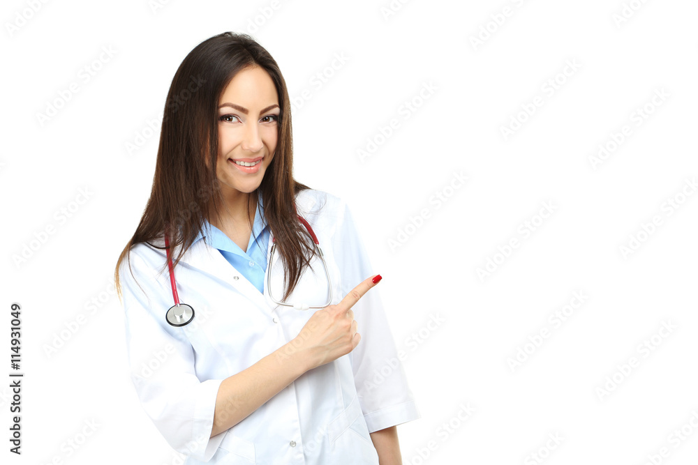 Portrait of young medical doctor on a white background Portrait of young medical doctor on a white background
