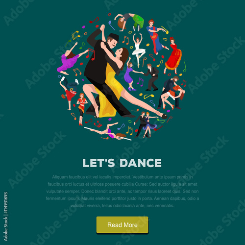Yong couple man and woman dancing tango with passion, tango dancers vector illustration isolated on white Latin and ballroom dances, peoples dansing tango, girl and boy tangoing
