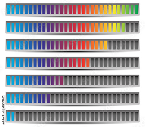 Set of progress, loading bars, preloaders in sequence from low t photo