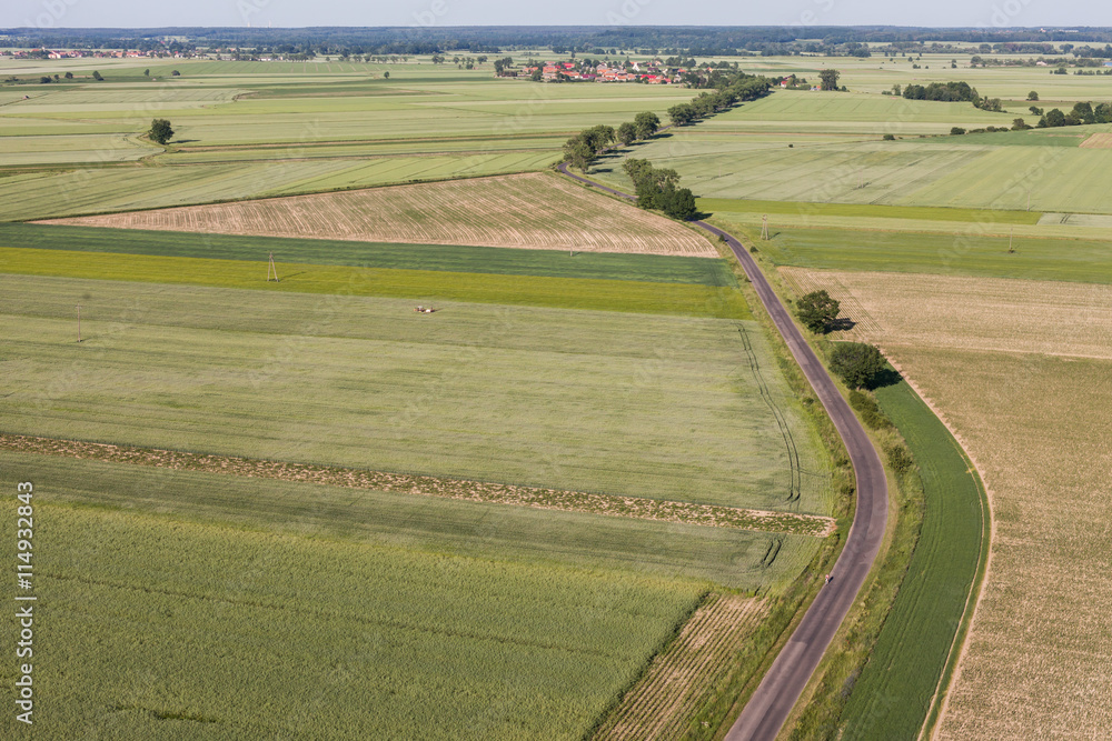 aerial view of the  harvest fields